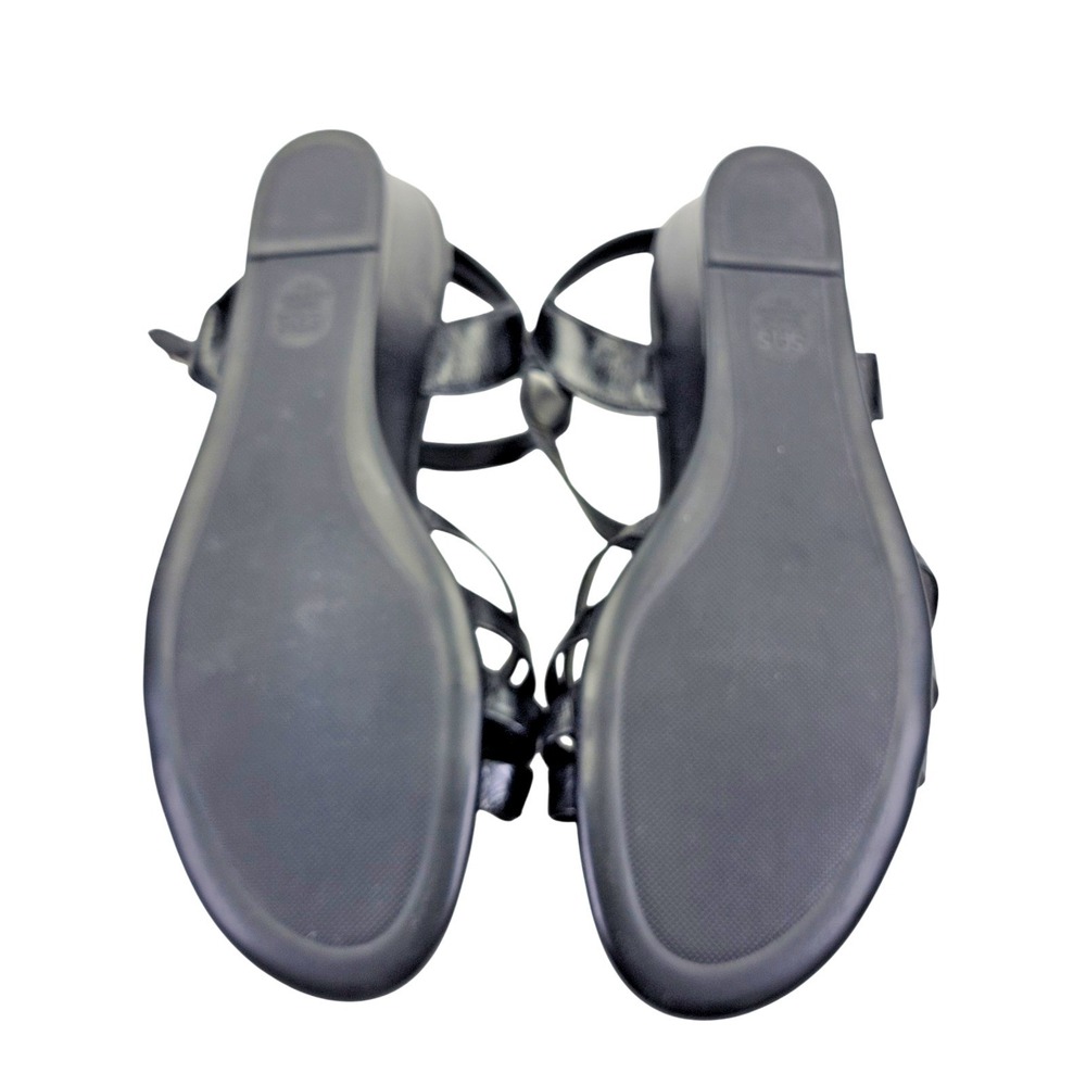 SAS Women's Strappy Quarter Strap Black Patent Leather Wedge Sandals Size 11 S - Picture 13 of 14
